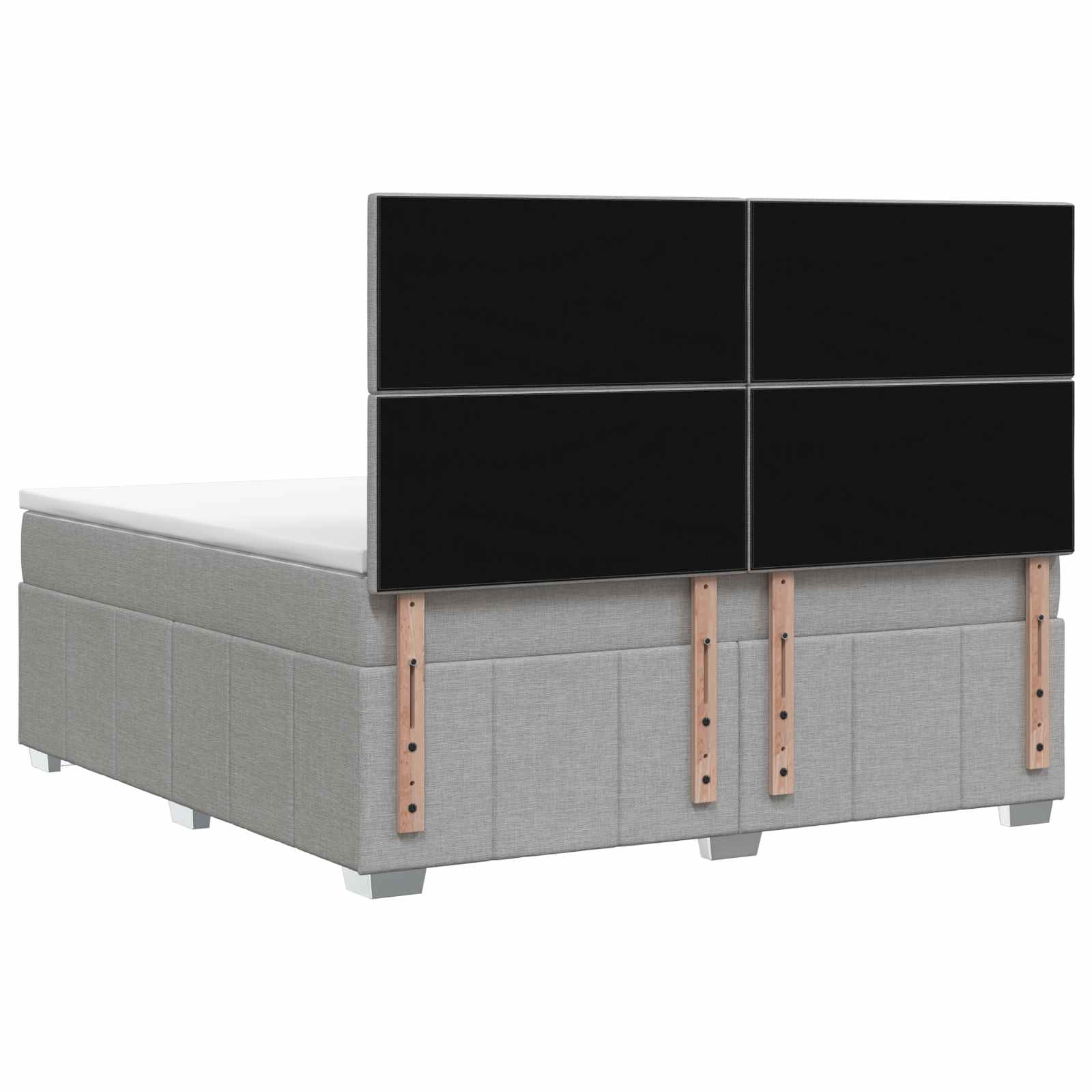 LED okvir za krevet s madracem Svjetlosiva 140 x 190 cm Tkanina