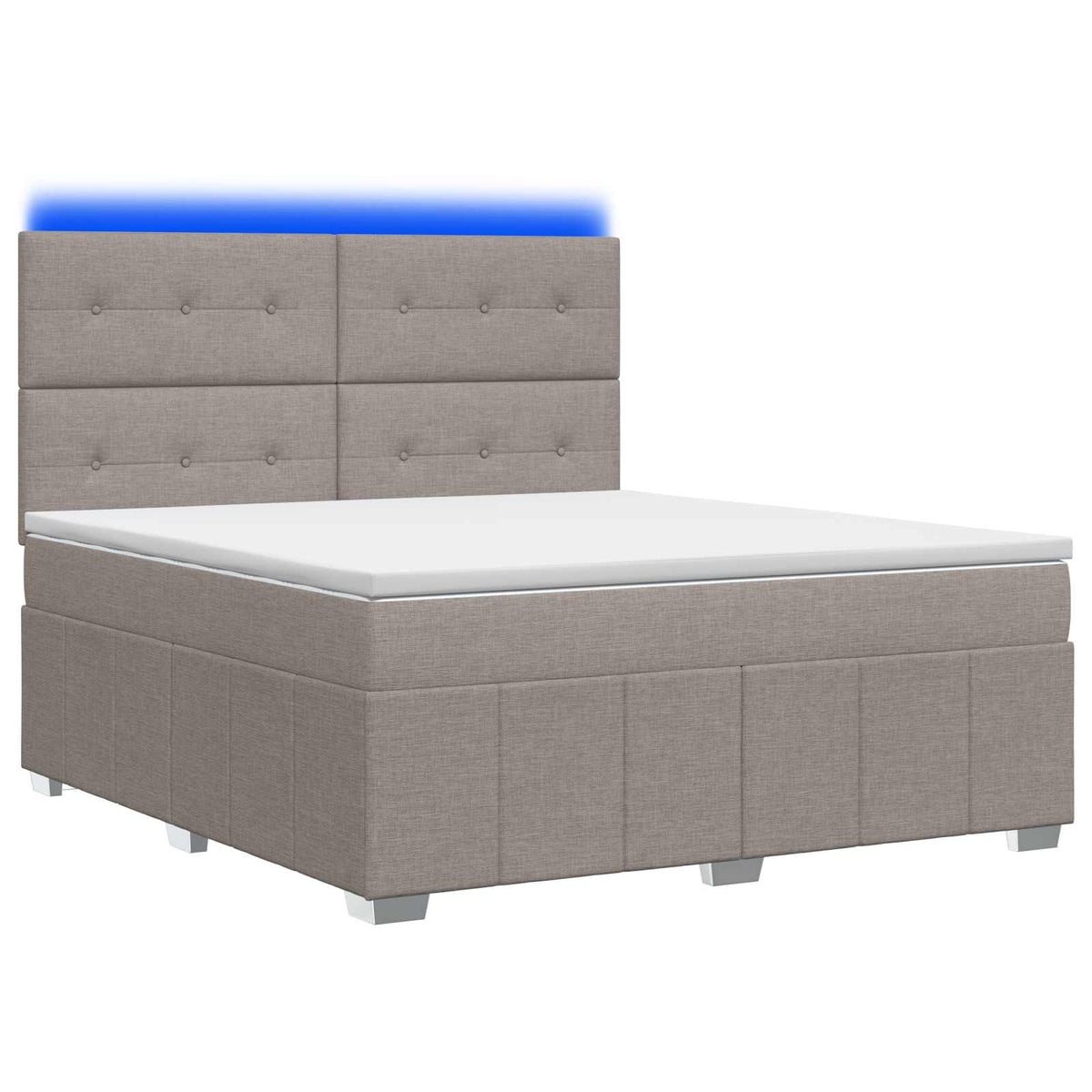 LED okvir za krevet s madracem Sivosmeđa 140 x 200 cm Tkanina