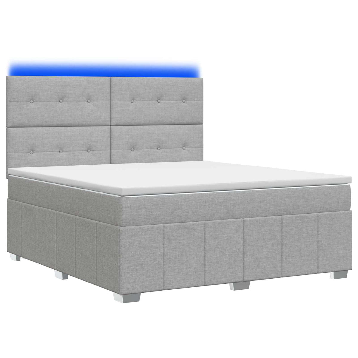 LED okvir za krevet s madracem Svjetlosiva 160 x 200 cm Tkanina