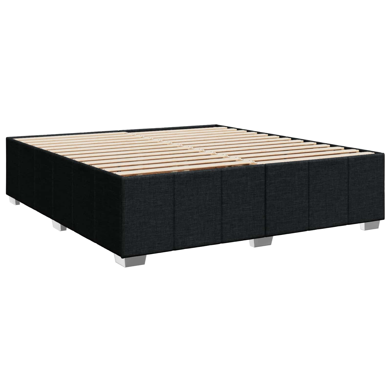 LED okvir za krevet s madracem Crna 200 x 200 cm Tkanina