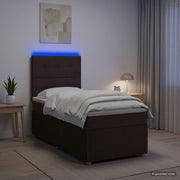 LED okvir za krevet s madracem Tamno smeđa 80 x 200 cm Tkanina
