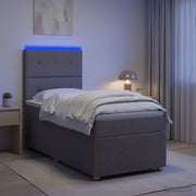LED okvir za krevet s madracem Sivosmeđa 90 x 190 cm Tkanina