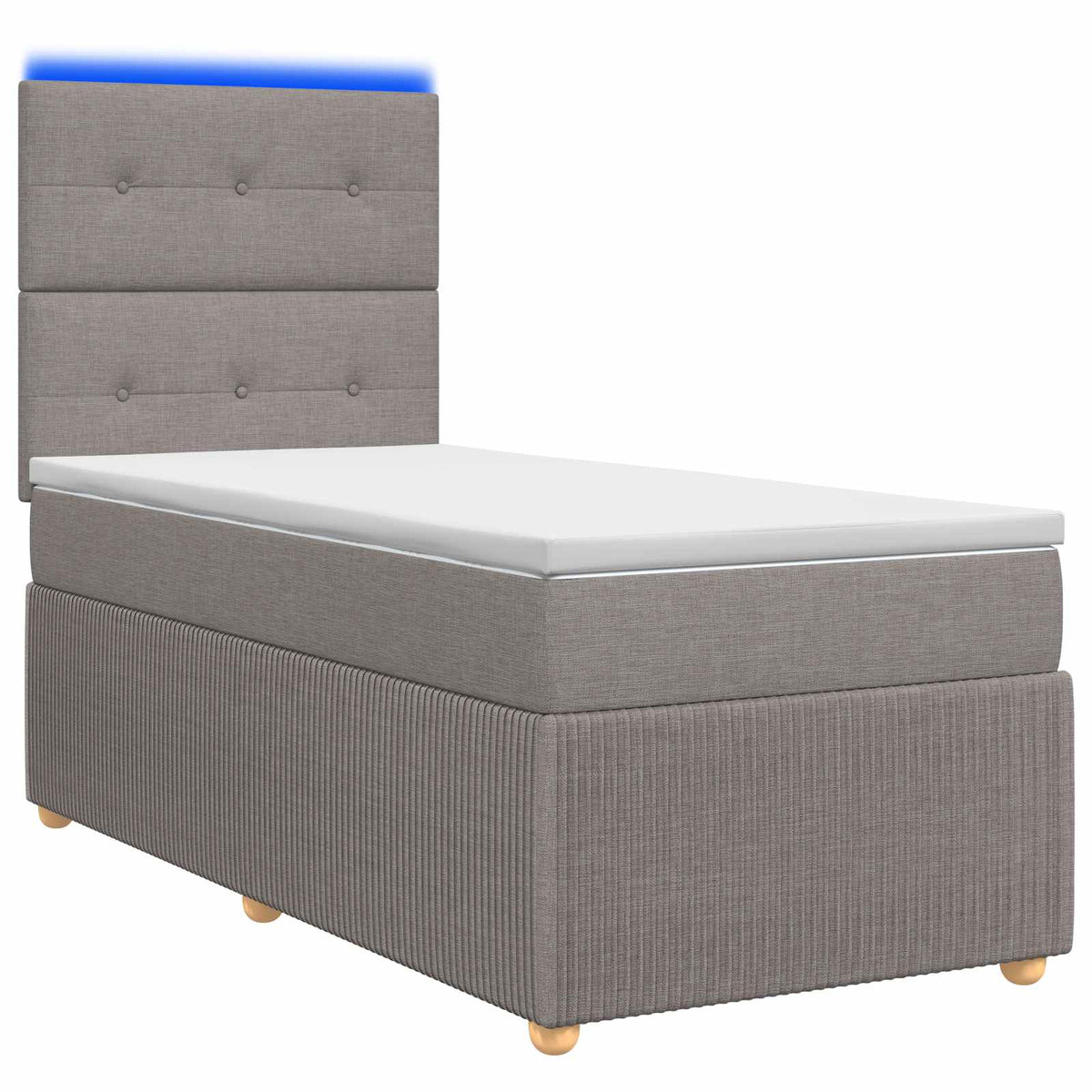 LED okvir za krevet s madracem Sivosmeđa 90 x 190 cm Tkanina
