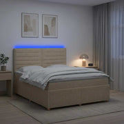 LED okvir za krevet s madracem Krem 180 x 200 cm Tkanina