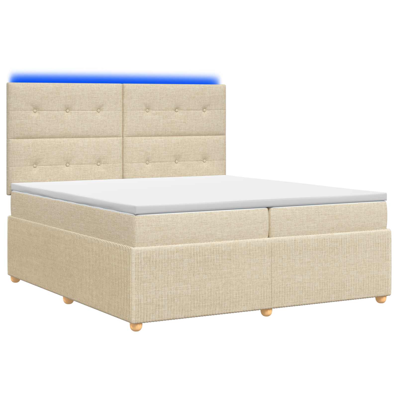 LED okvir za krevet s madracem Krem 200 x 200 cm Tkanina