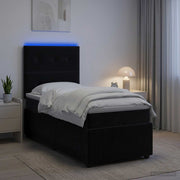 LED okvir za krevet s madracem Crna 100 x 200 cm Baršun