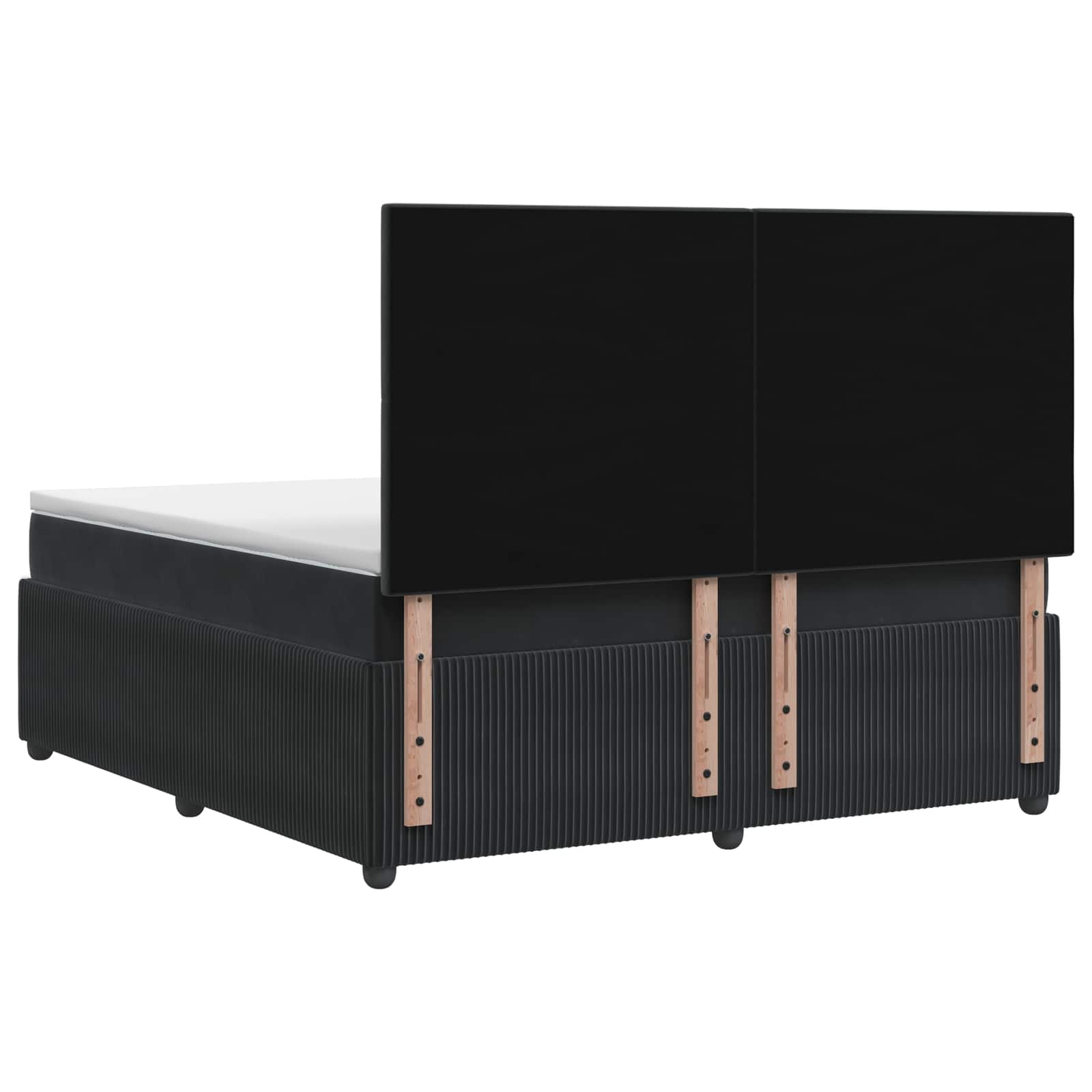 LED okvir za krevet s madracem Crna 140 x 190 cm Baršun
