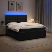 LED okvir za krevet s madracem Crna 140 x 200 cm Baršun
