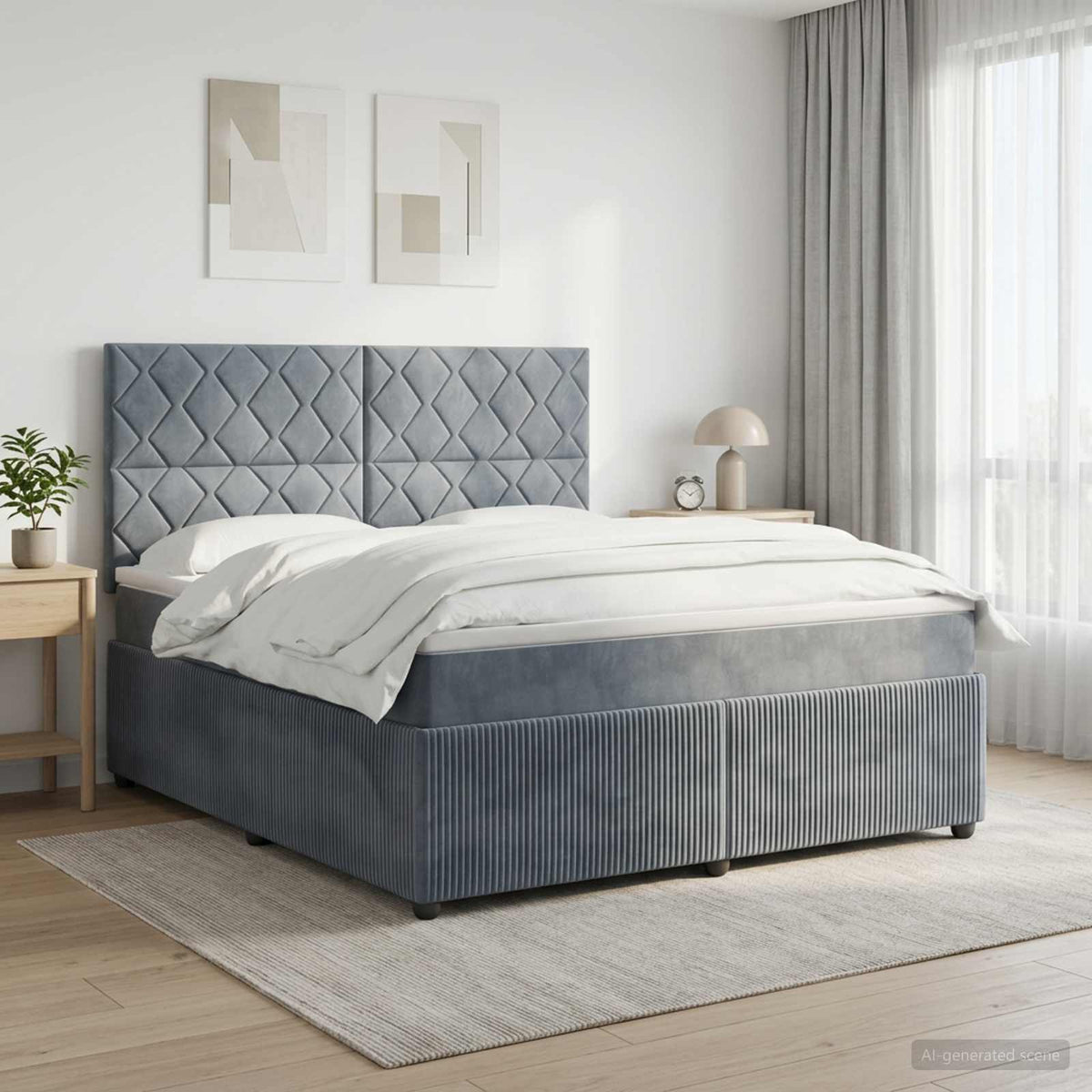LED okvir za krevet s madracem Tamnosiva 160 x 200 cm Baršun