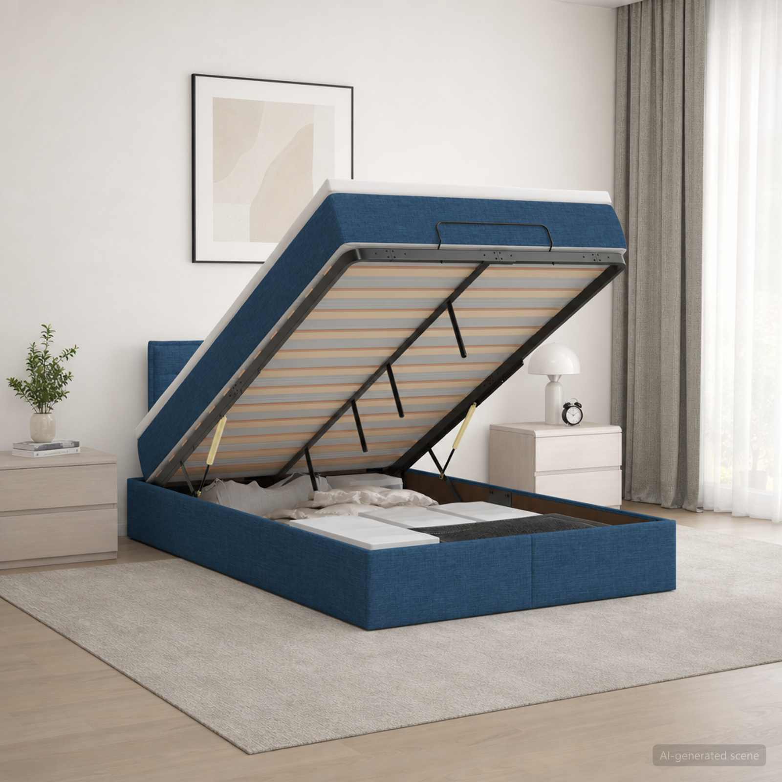Krevet od pjene s madracem i LED-om Plava 120 x 200 cm Tkanina