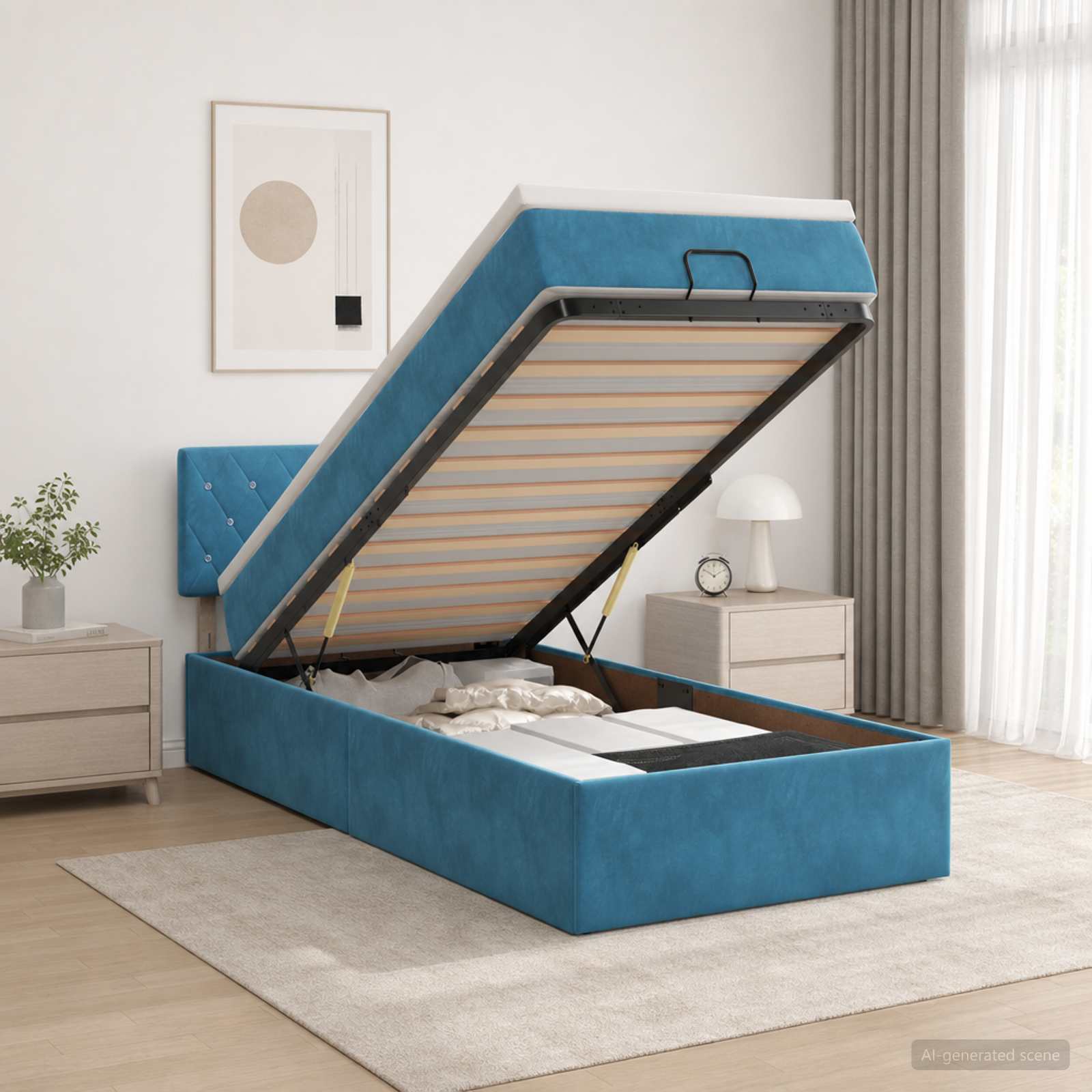 Krevet od pjene s madracem i LED-om Tamno plava 100 x 200 cm