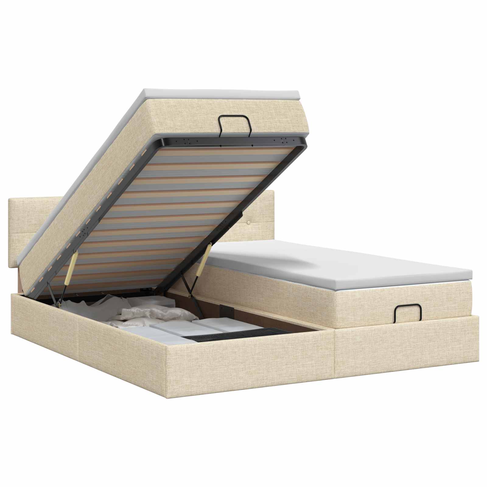 Podesivi krevet s madracem s uzglavljem 2 kom. Krem Tkanina