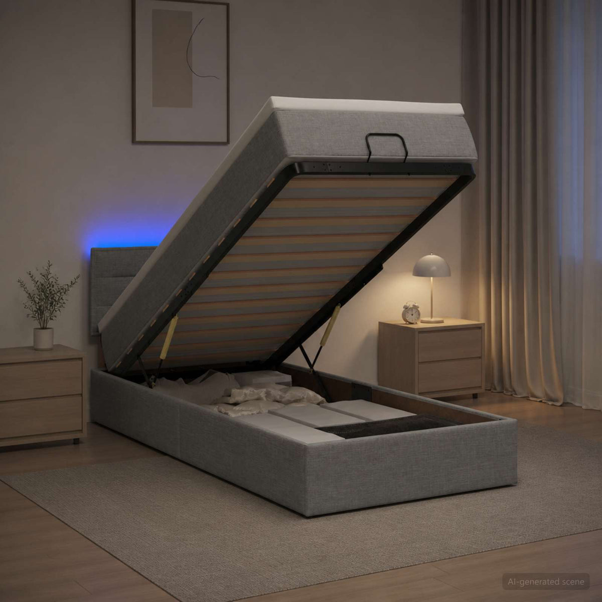 Krevet od pjene s madracem i LED-om Svjetlosiva 90 x 190 cm
