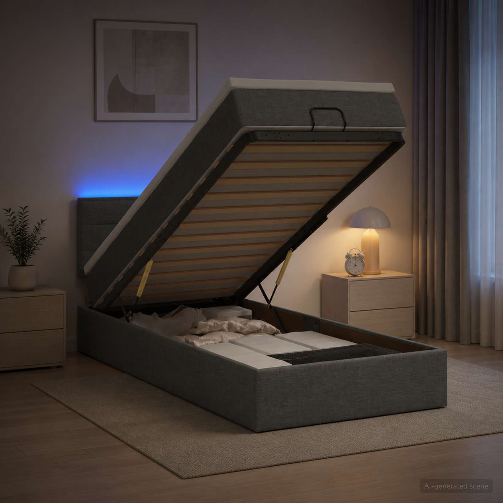 Krevet od pjene s madracem i LED-om Tamnosiva 90 x 200 cm