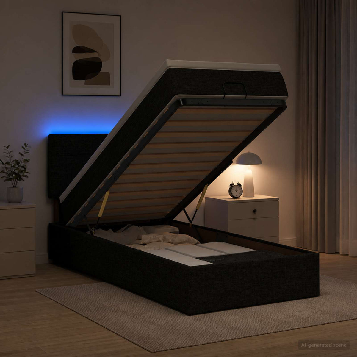 Krevet od pjene s madracem i LED-om Crna 80 x 200 cm Tkanina