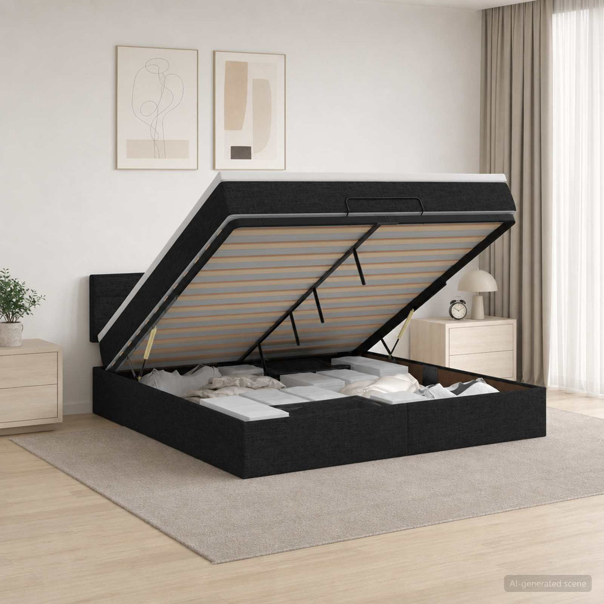 Krevet od pjene s madracem i LED-om Crna 180 x 200 cm Tkanina