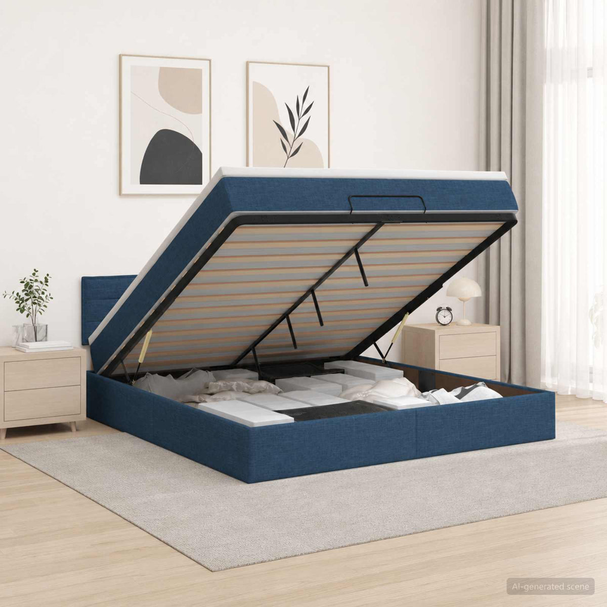 Krevet od pjene s madracem i LED-om Plava 180 x 200 cm Tkanina
