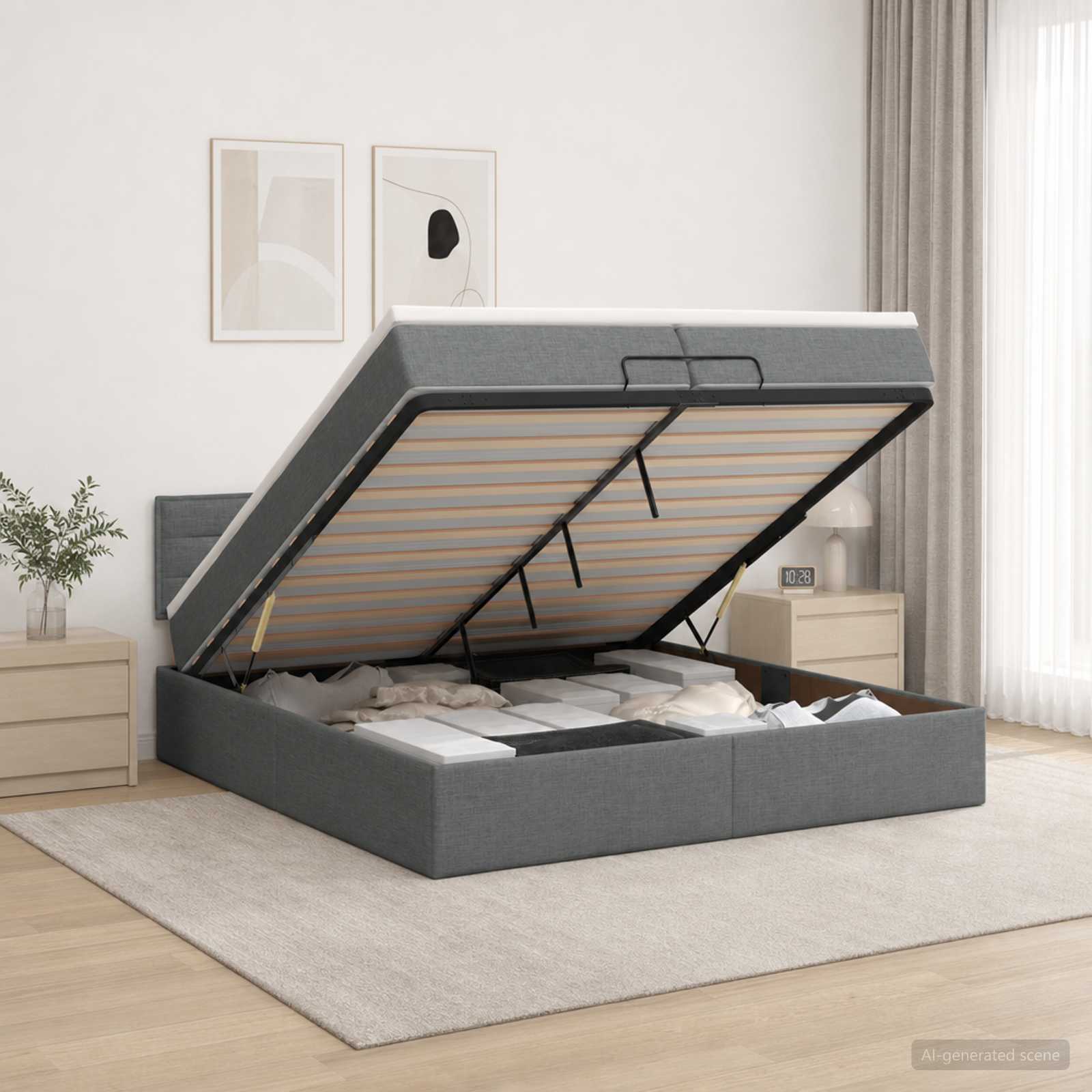 Krevet od pjene s madracem i LED-om Tamnosiva 200 x 200 cm