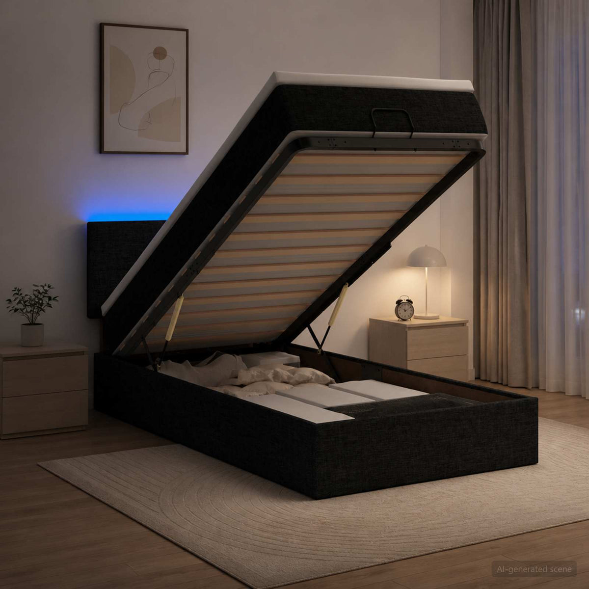 Krevet od pjene s madracem i LED-om Crna 80 x 200 cm Tkanina