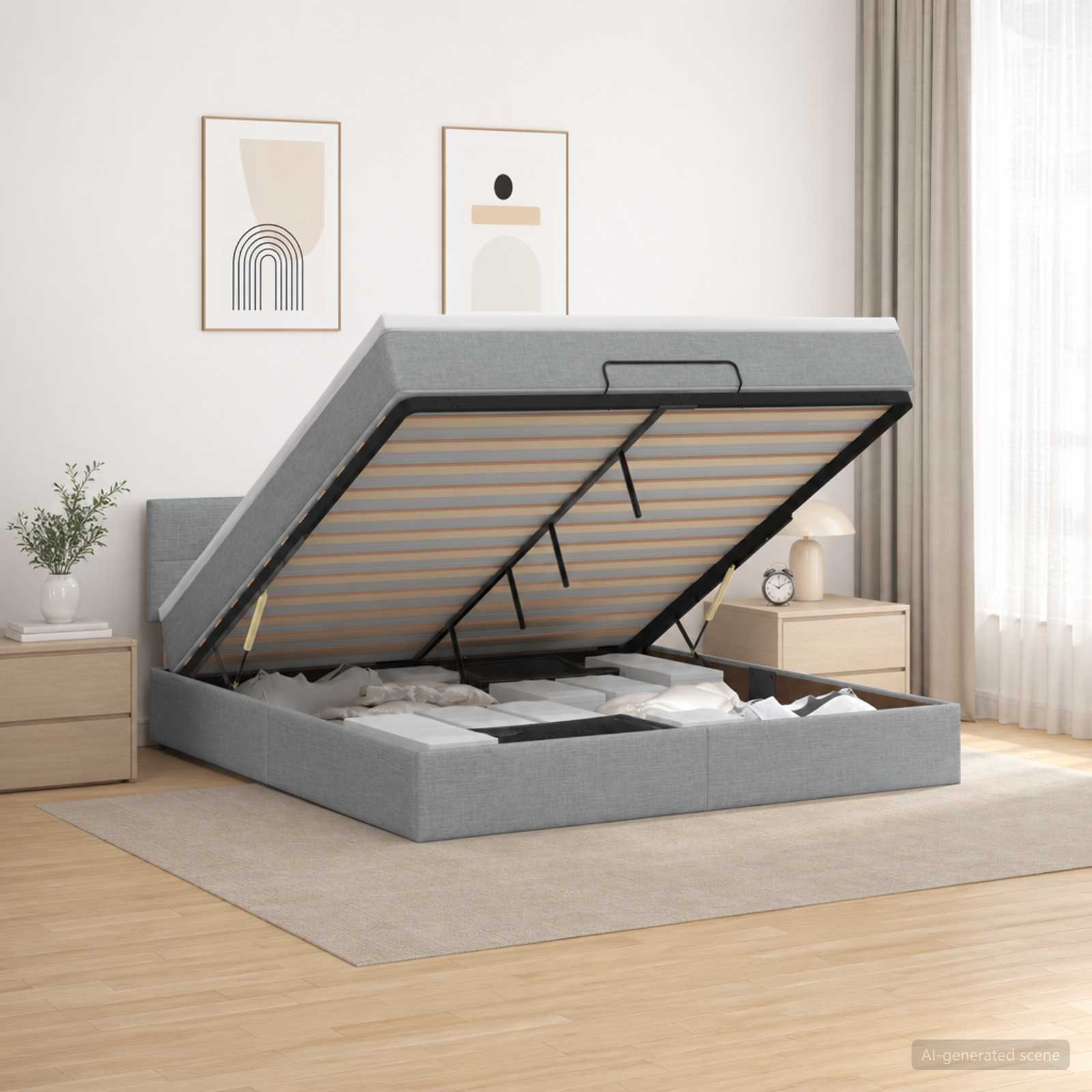 Krevet od pjene s madracem i LED-om Svjetlosiva 140 x 190 cm