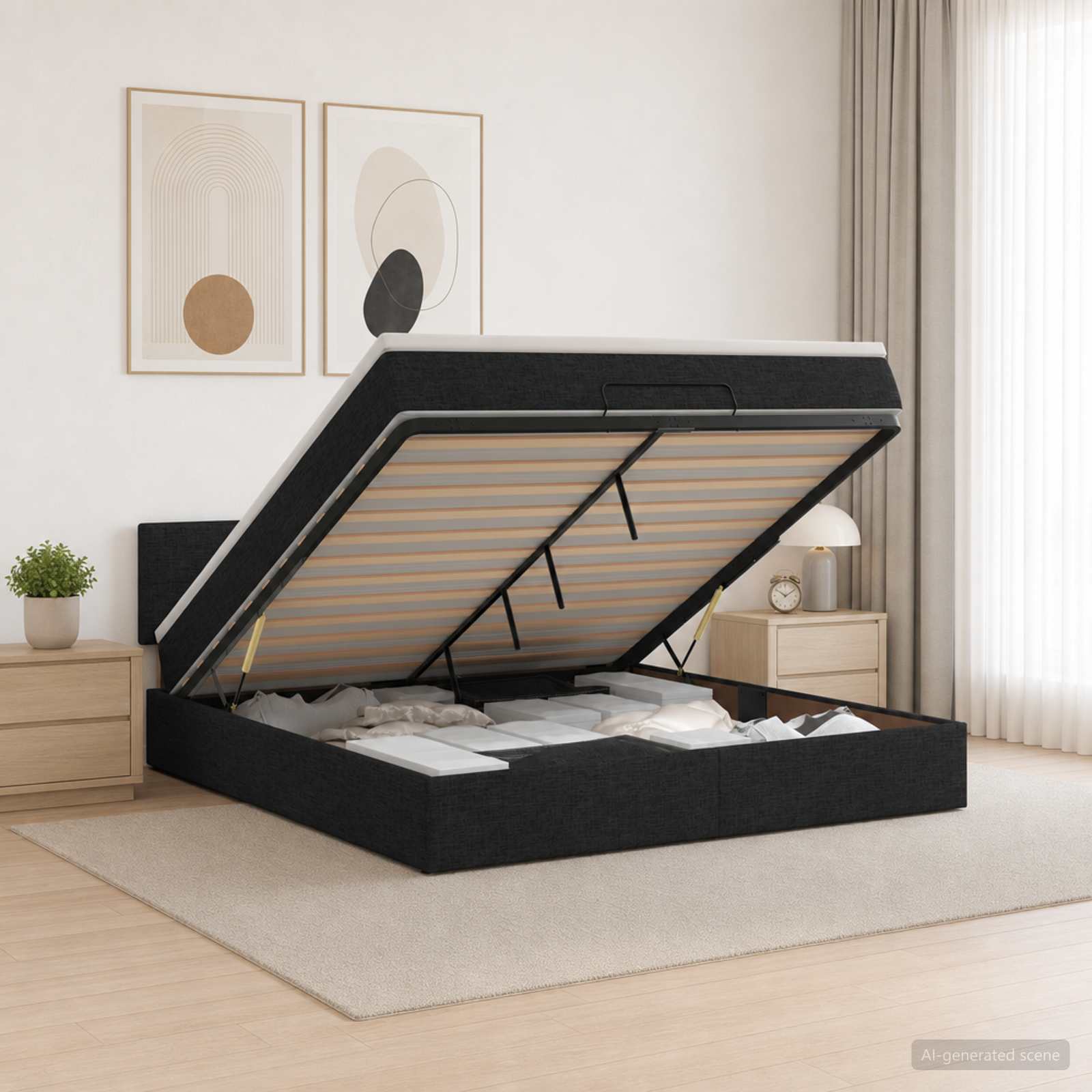Krevet od pjene s madracem i LED-om Crna 160 x 200 cm Tkanina