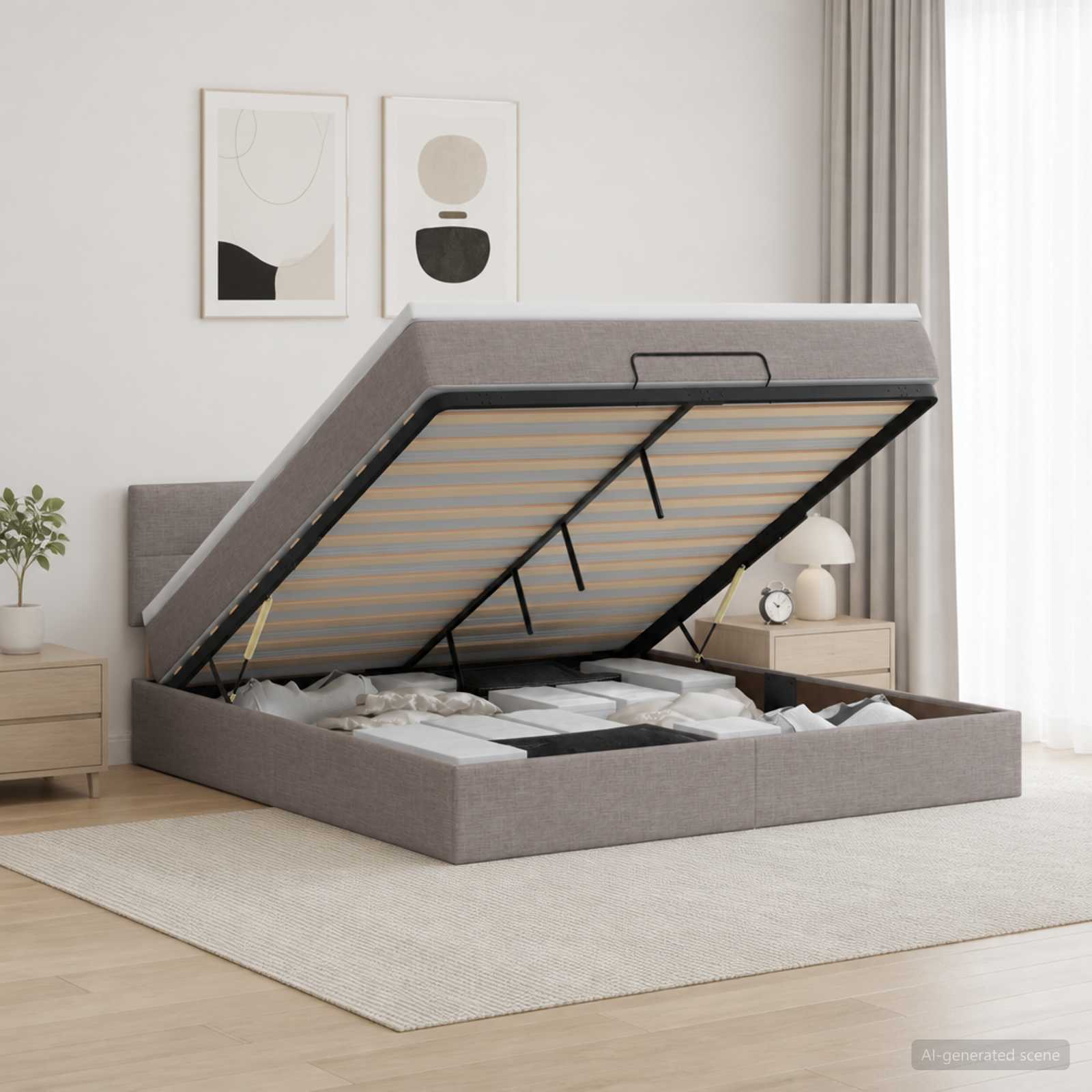 Krevet od pjene s madracem i LED-om Sivosmeđa 140 x 190 cm