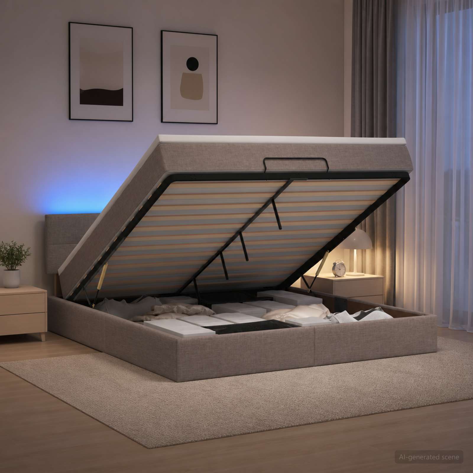 Krevet od pjene s madracem i LED-om Sivosmeđa 140 x 190 cm