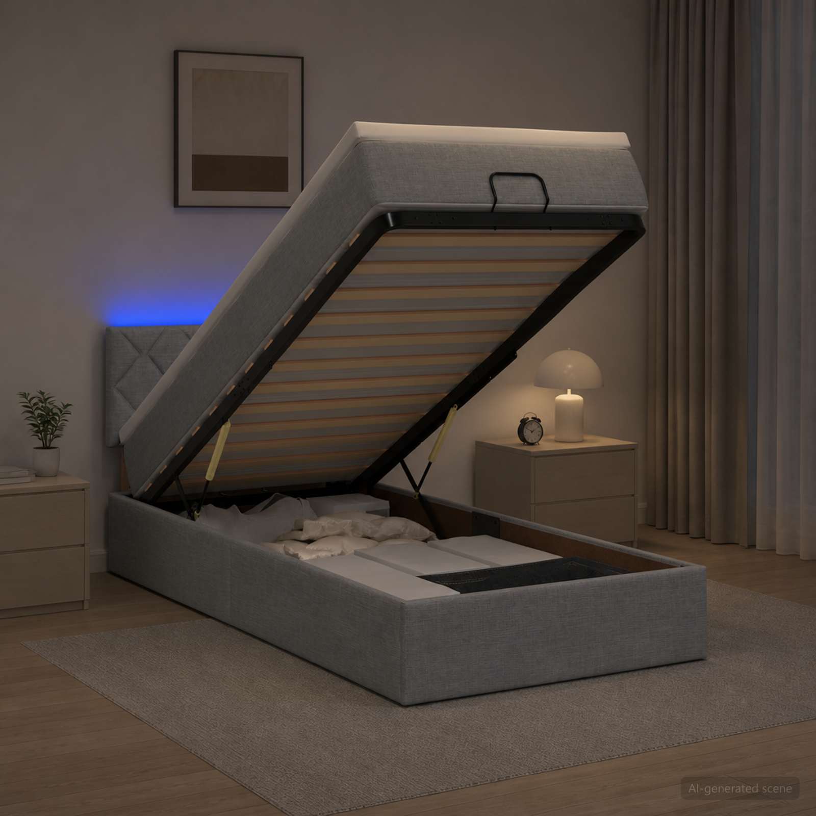 Krevet od pjene s madracem i LED-om Svjetlosiva 100 x 200 cm