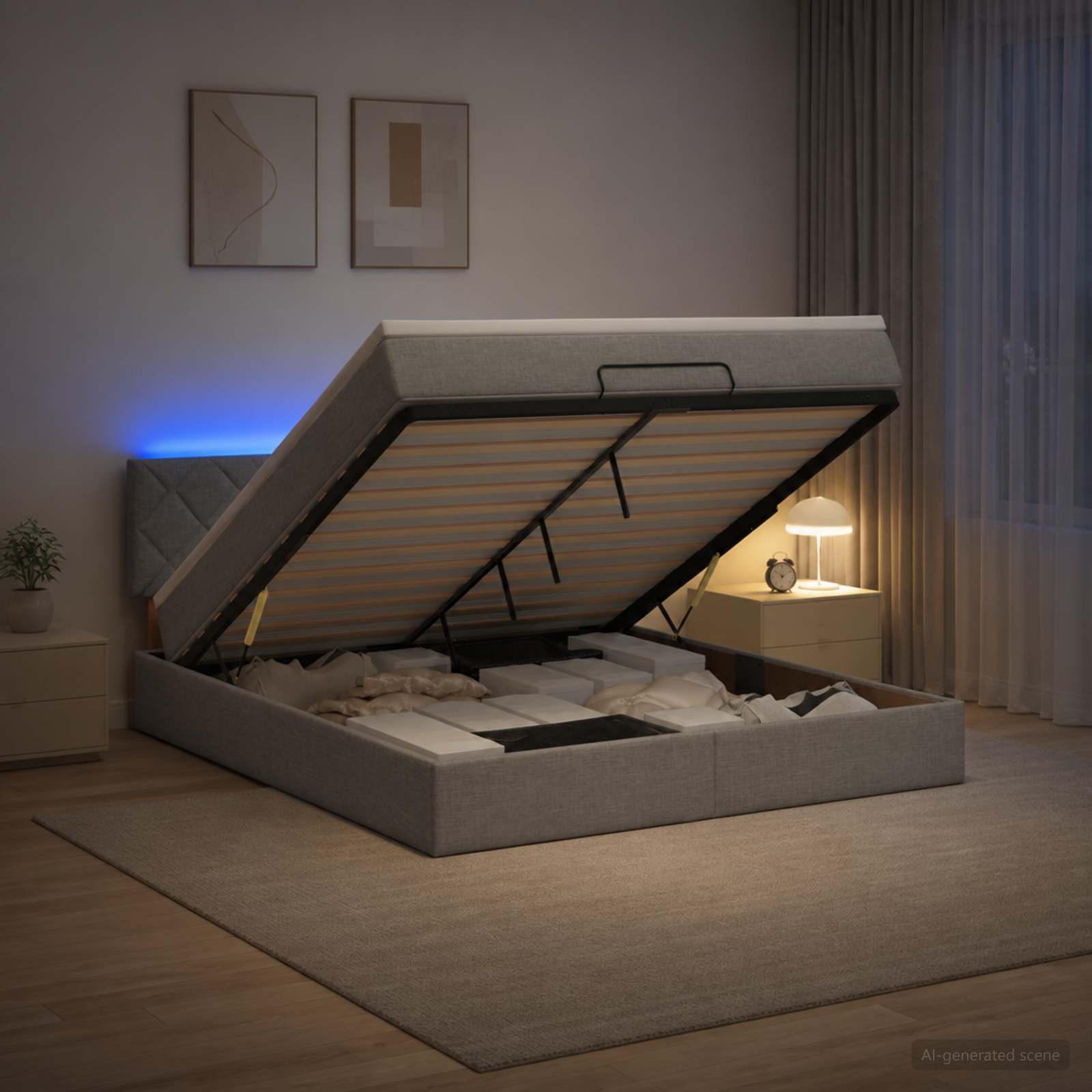 Krevet od pjene s madracem i LED-om Svjetlosiva 140 x 190 cm