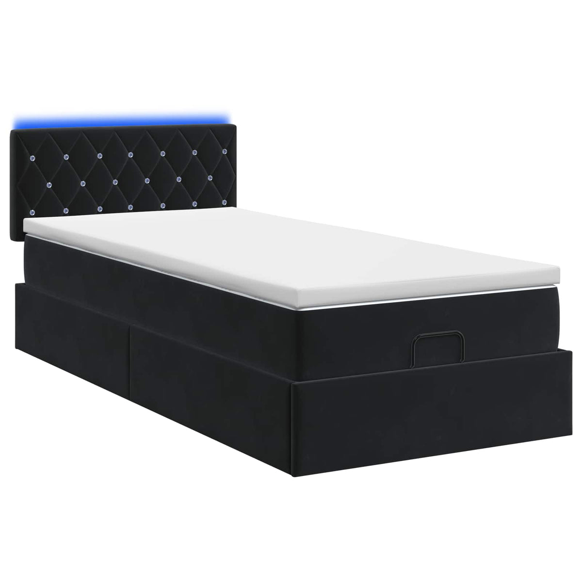 Krevet od pjene s madracem i LED-om Crna 100 x 200 cm Baršun