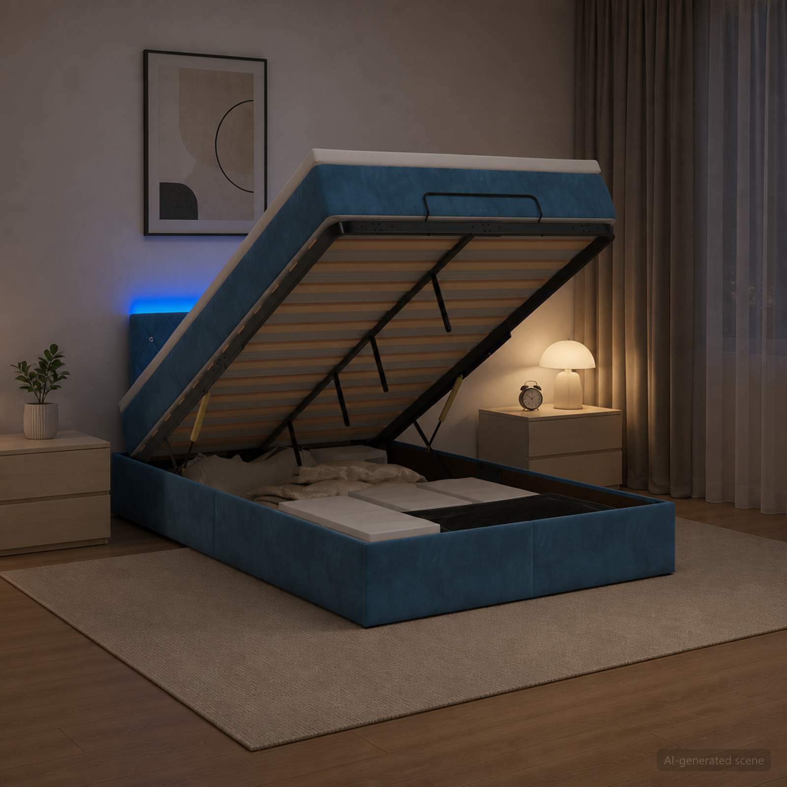 Krevet od pjene s madracem i LED-om Tamno plava 120 x 190 cm