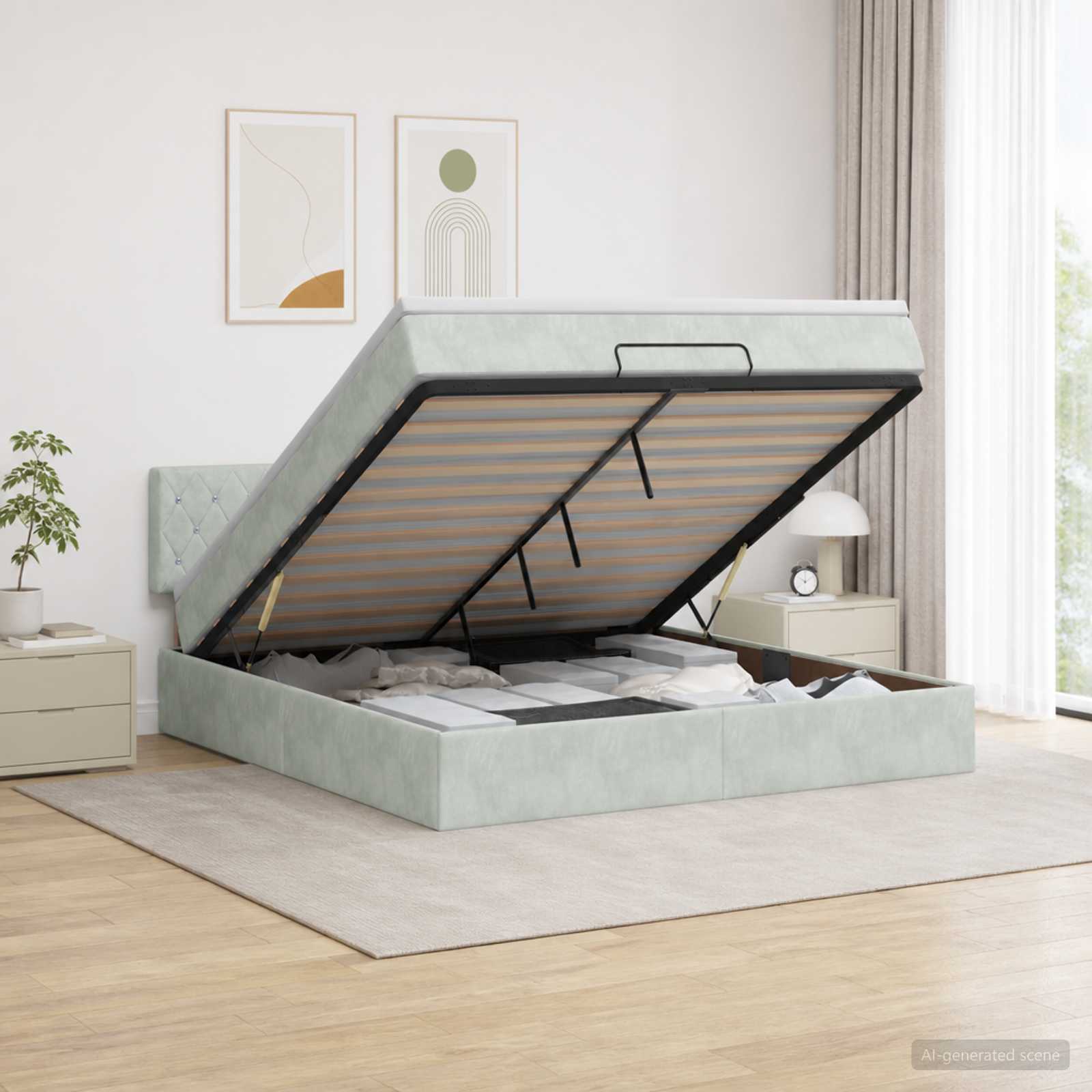 Krevet od pjene s madracem i LED-om Svjetlosiva 140 x 190 cm
