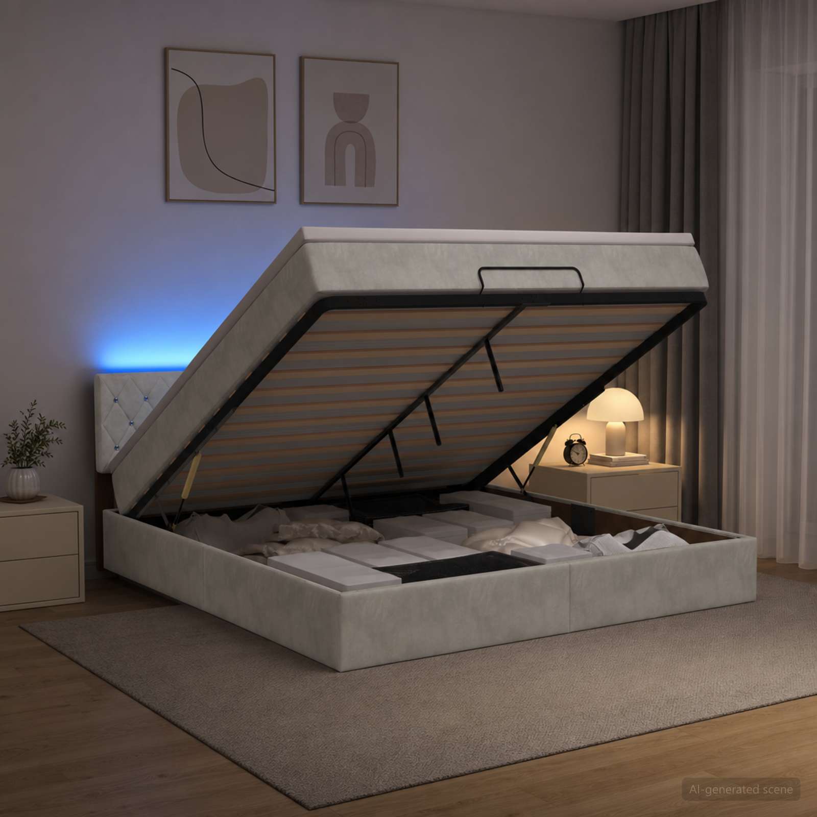 Krevet od pjene s madracem i LED-om Svjetlosiva 140 x 190 cm
