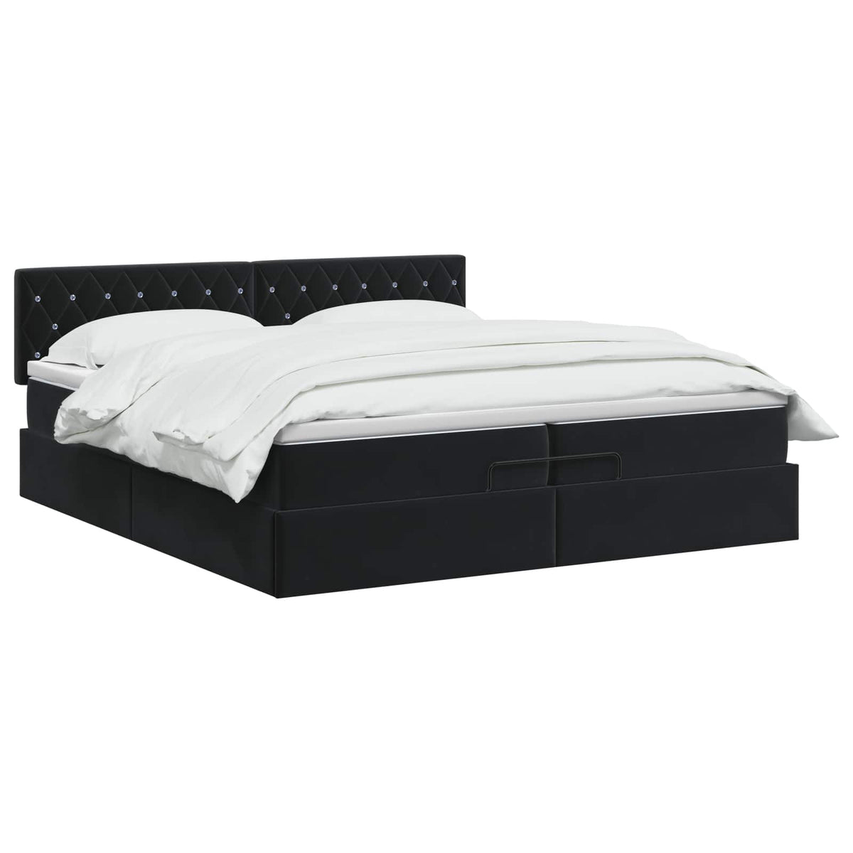Krevet od pjene s madracem i LED-om Crna 200 x 200 cm Baršun