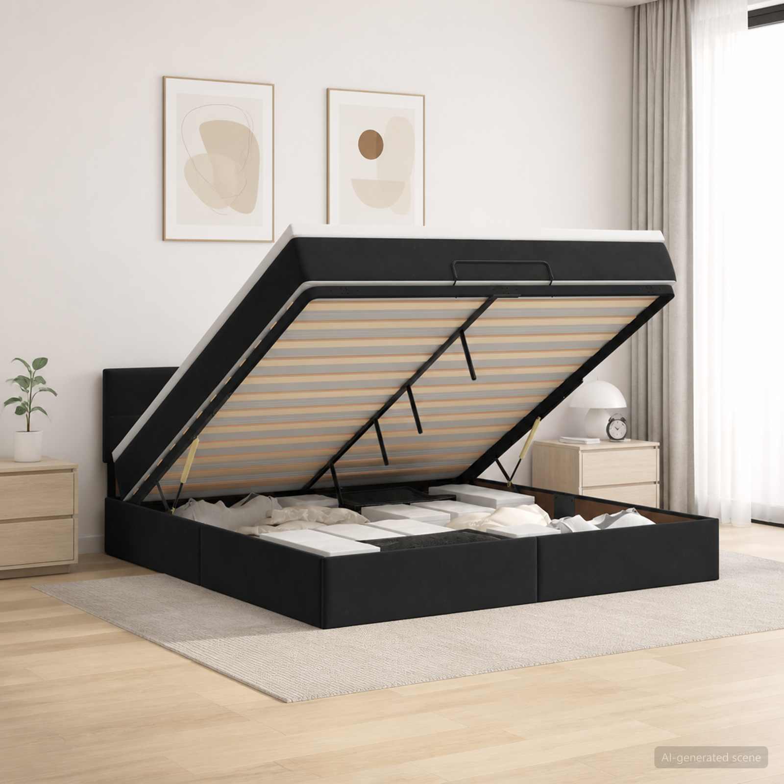 Krevet od pjene s madracem i LED-om Crna 160 x 200 cm Baršun