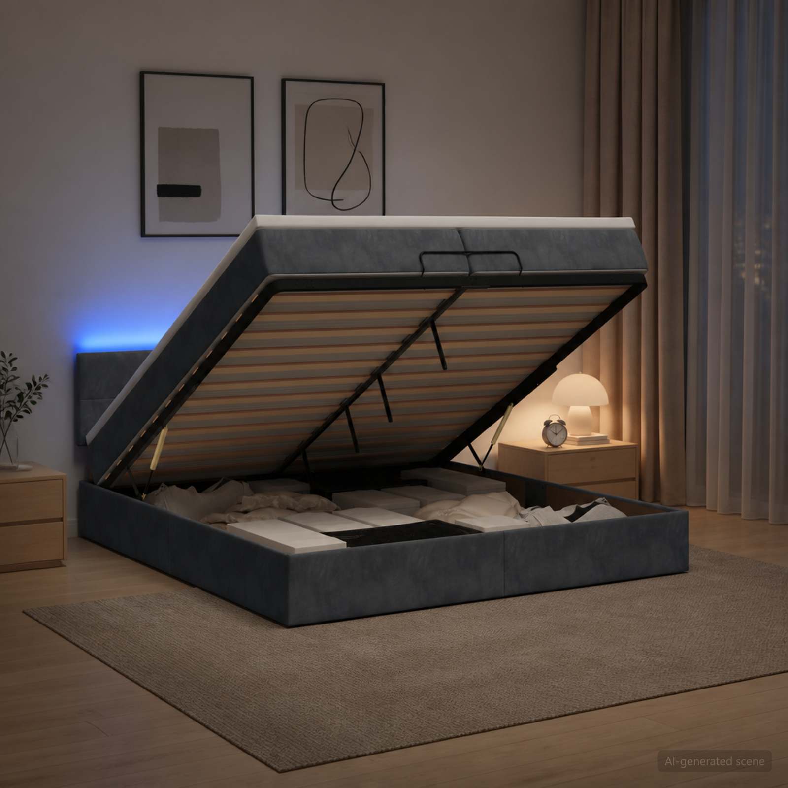 Krevet od pjene s madracem i LED-om Tamnosiva 200 x 200 cm