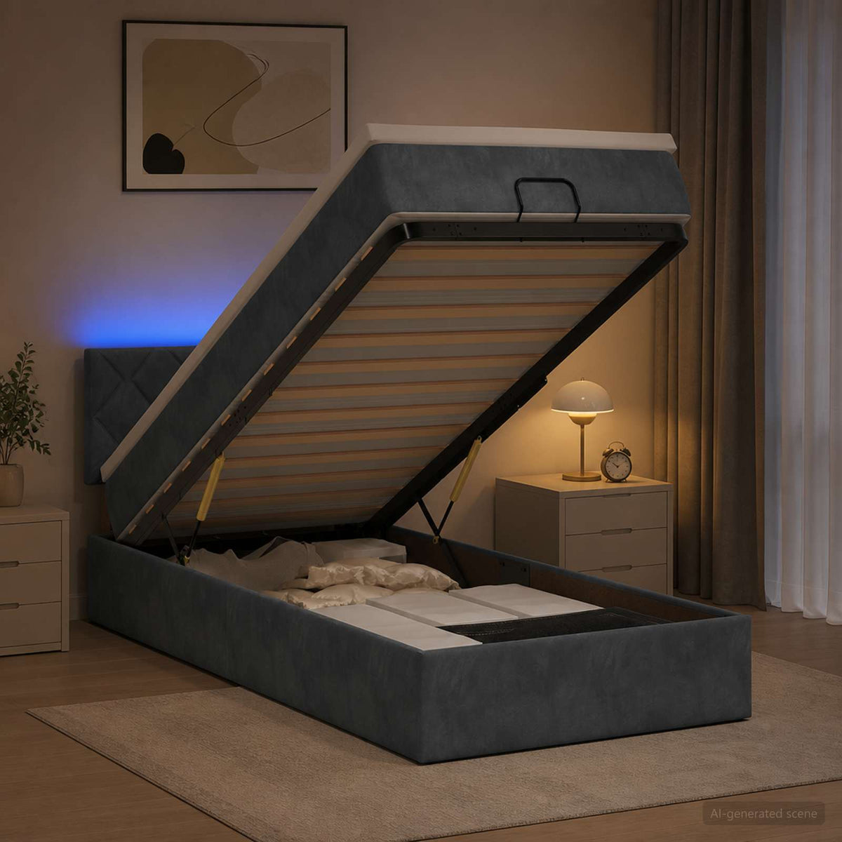 Krevet od pjene s madracem i LED-om Tamnosiva 100 x 200 cm