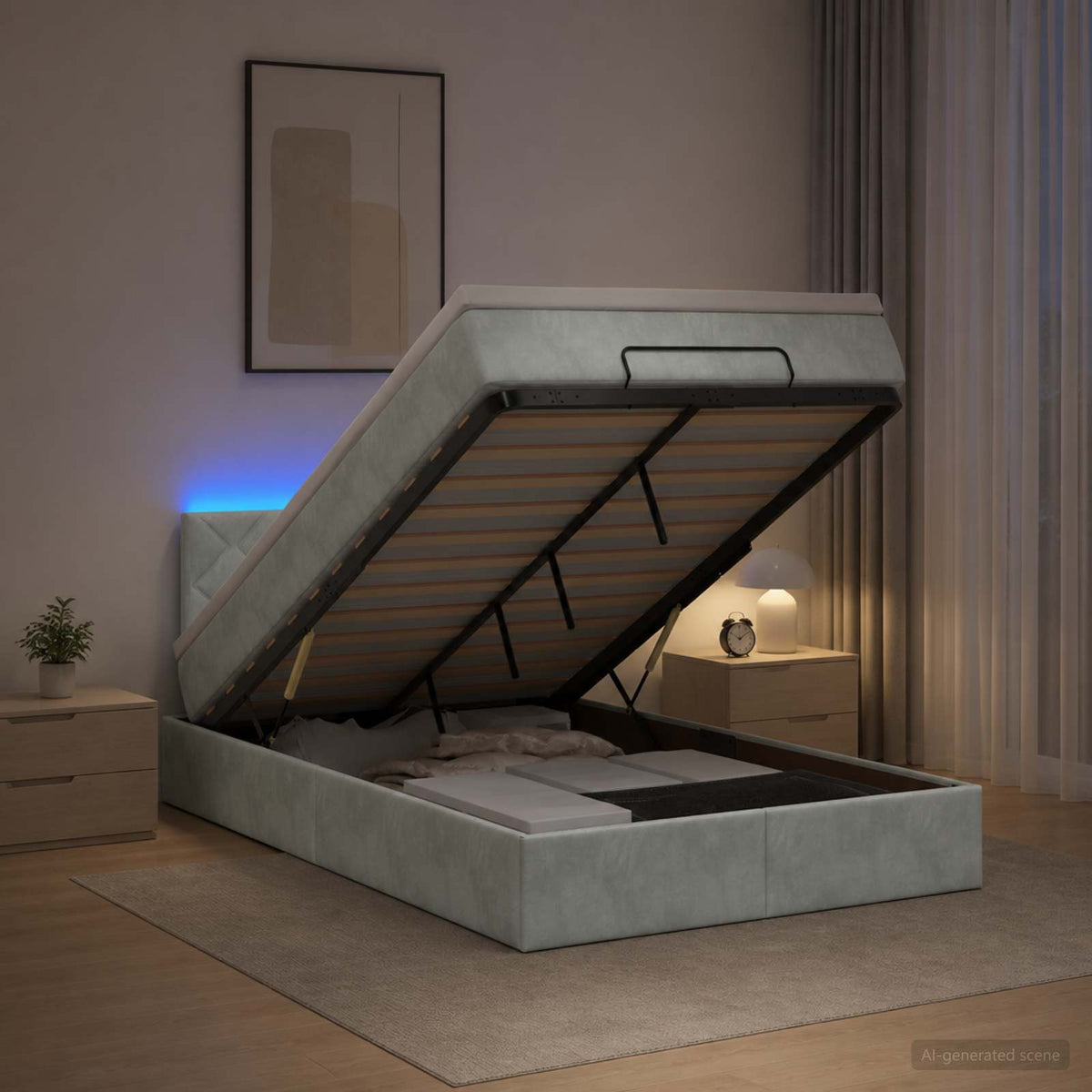 Krevet od pjene s madracem i LED-om Svjetlosiva 120 x 190 cm