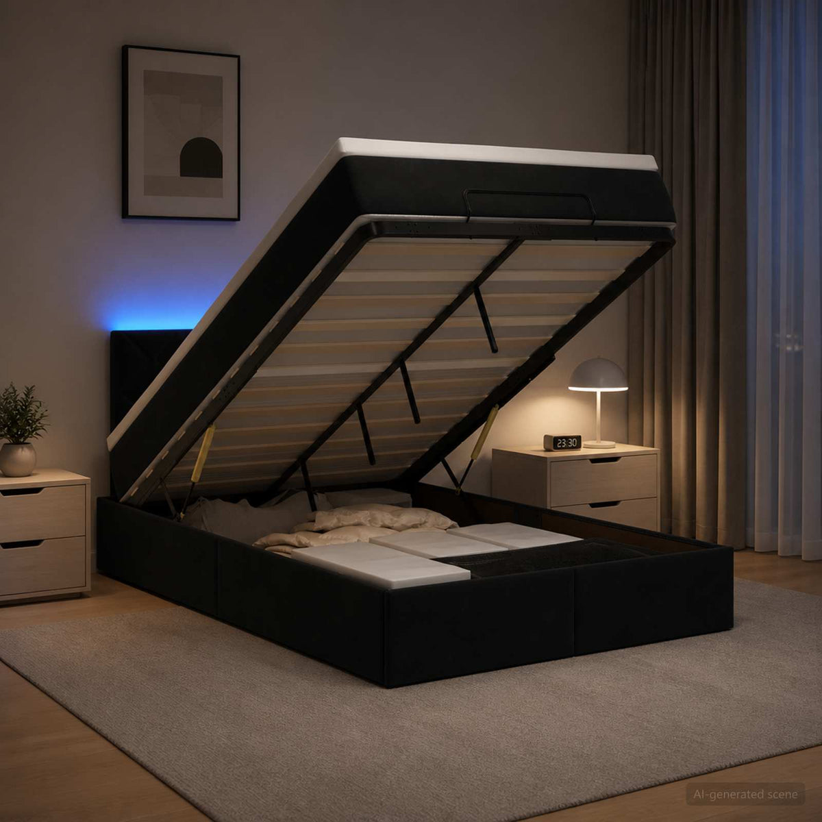 Krevet od pjene s madracem i LED-om Crna 120 x 200 cm Baršun