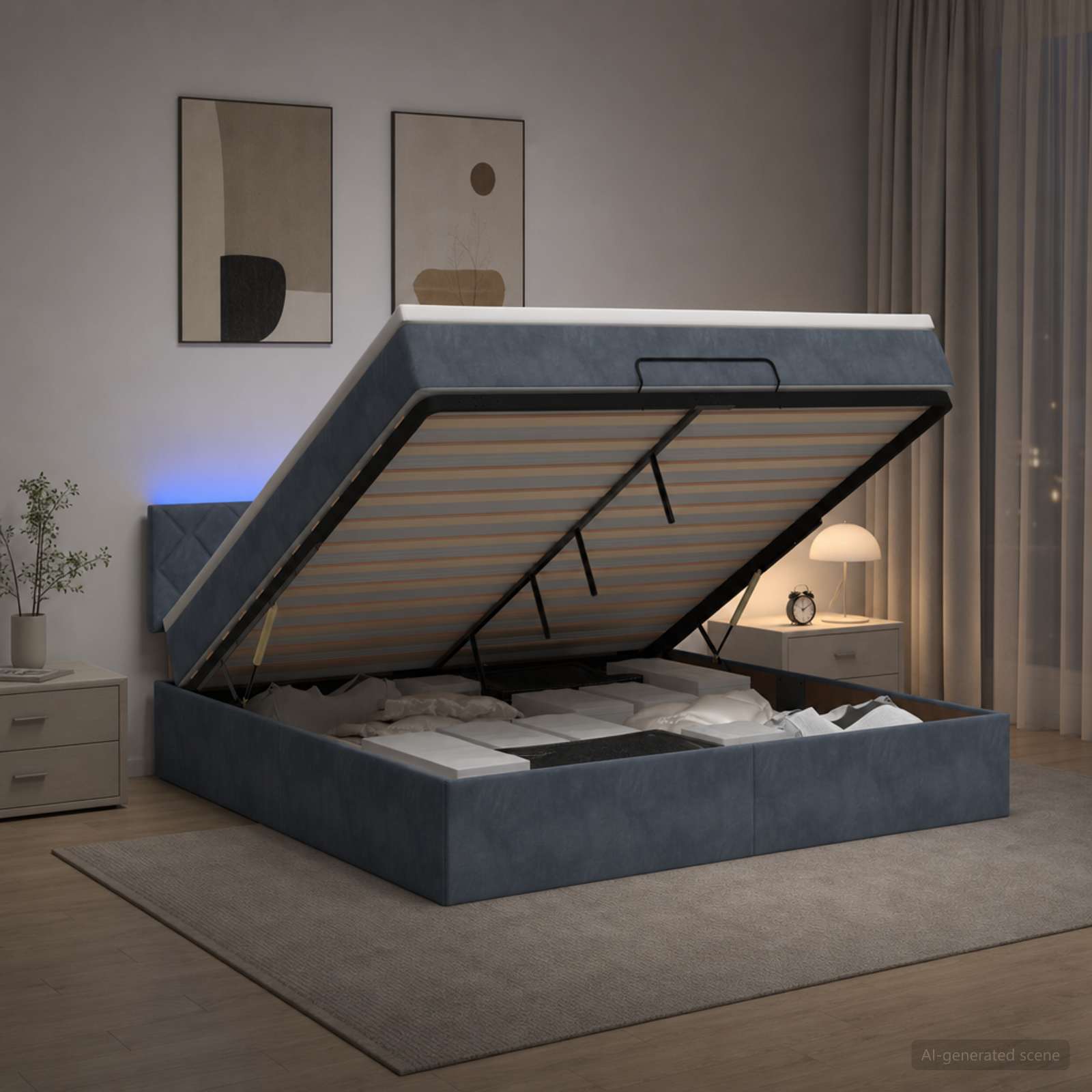 Krevet od pjene s madracem i LED-om Tamnosiva 140 x 190 cm