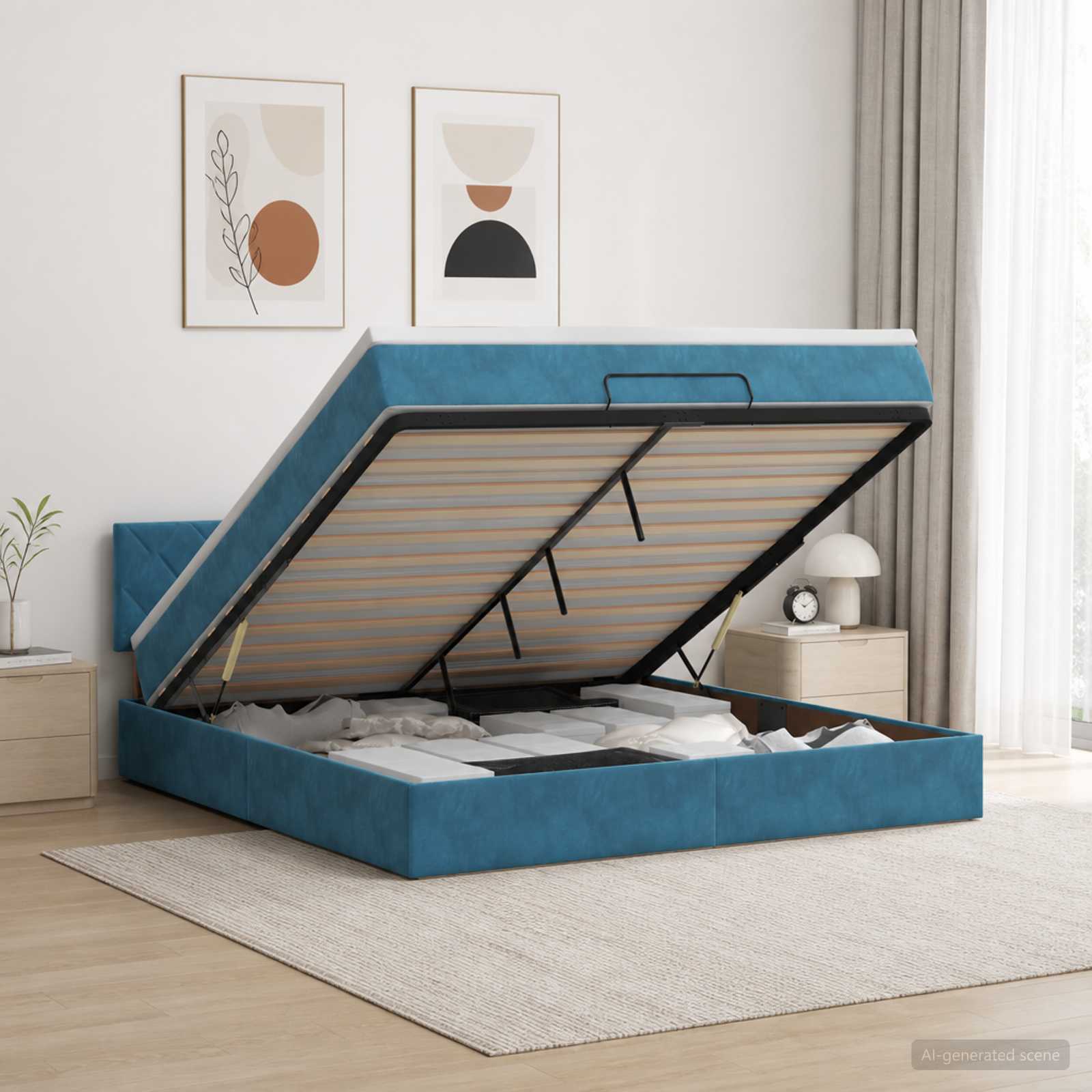 Krevet od pjene s madracem i LED-om Tamno plava 140 x 190 cm