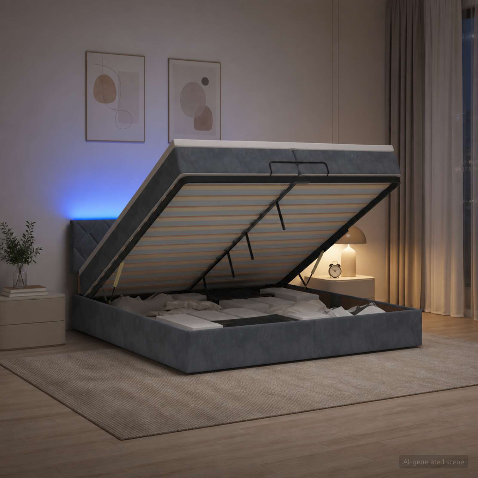 Krevet od pjene s madracem i LED-om Tamnosiva 200 x 200 cm
