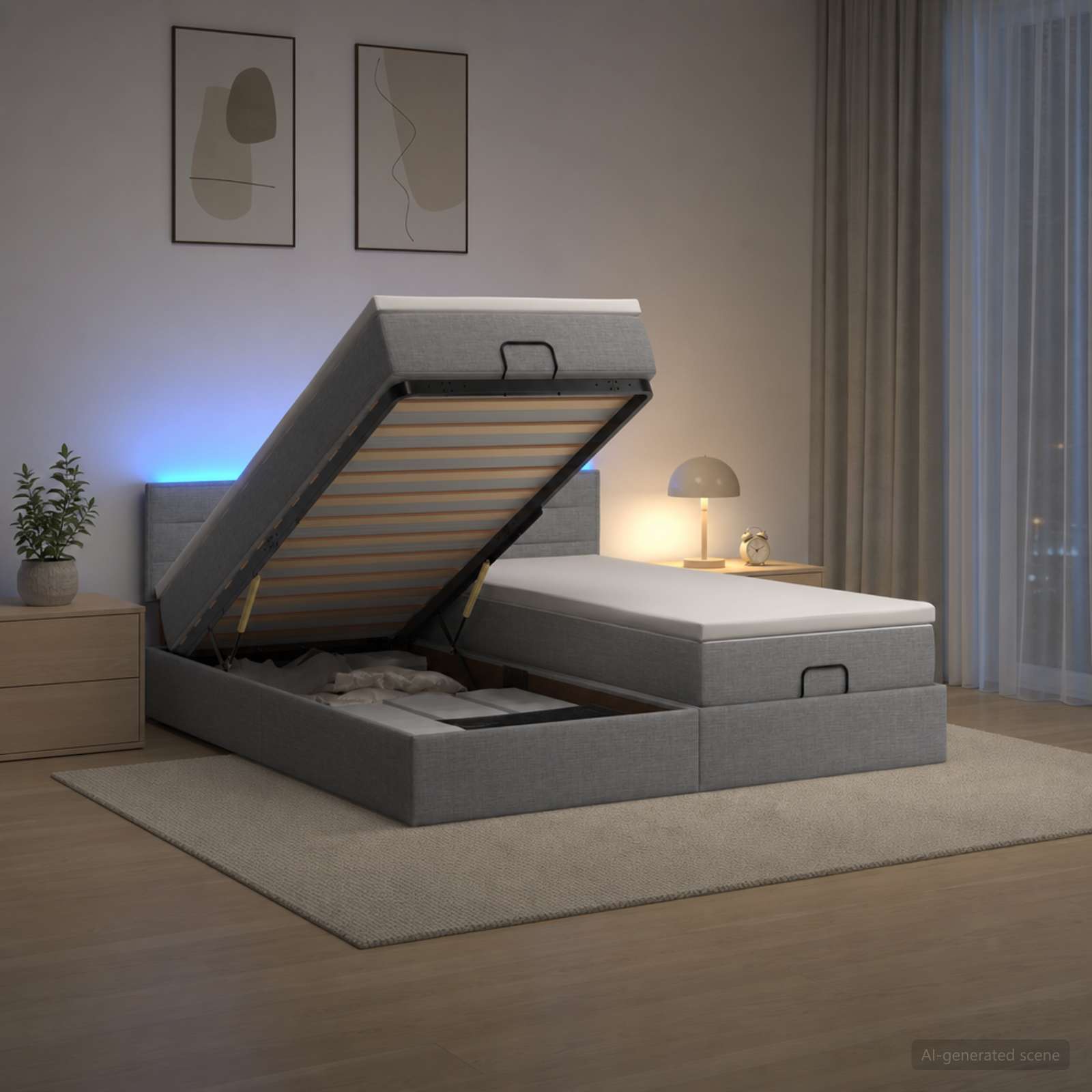 Krevet od pjene s madracem i LED-om Svjetlosiva 160 x 200 cm