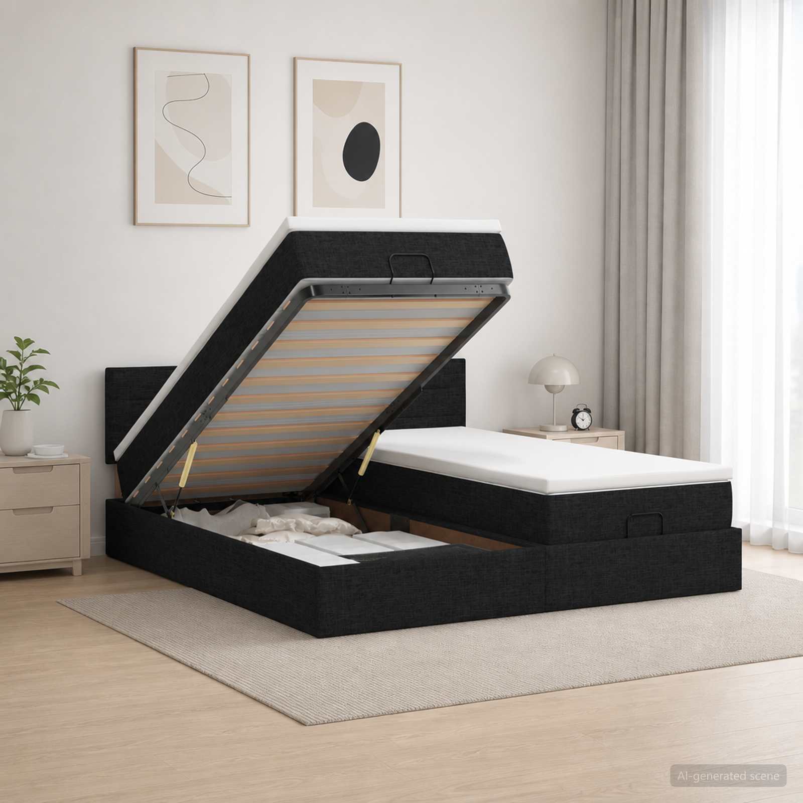 Krevet od pjene s madracem i LED-om Crna 160 x 200 cm Tkanina