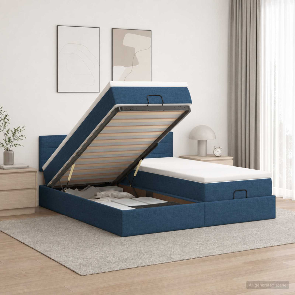 Krevet od pjene s madracem i LED-om Plava 180 x 200 cm Tkanina