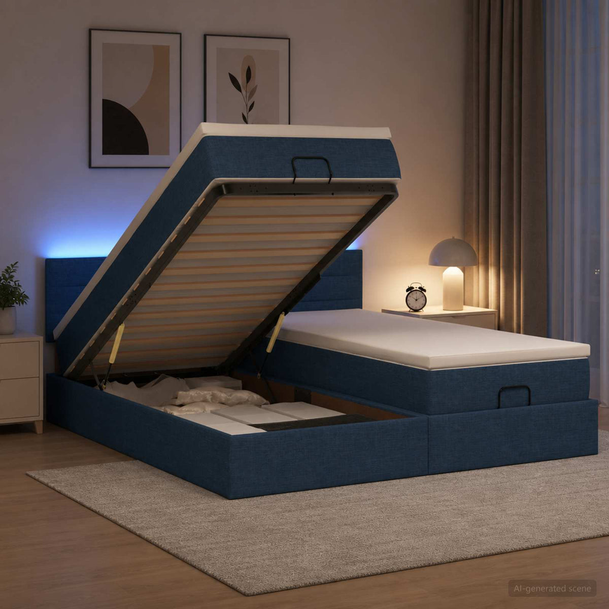 Krevet od pjene s madracem i LED-om Plava 180 x 200 cm Tkanina