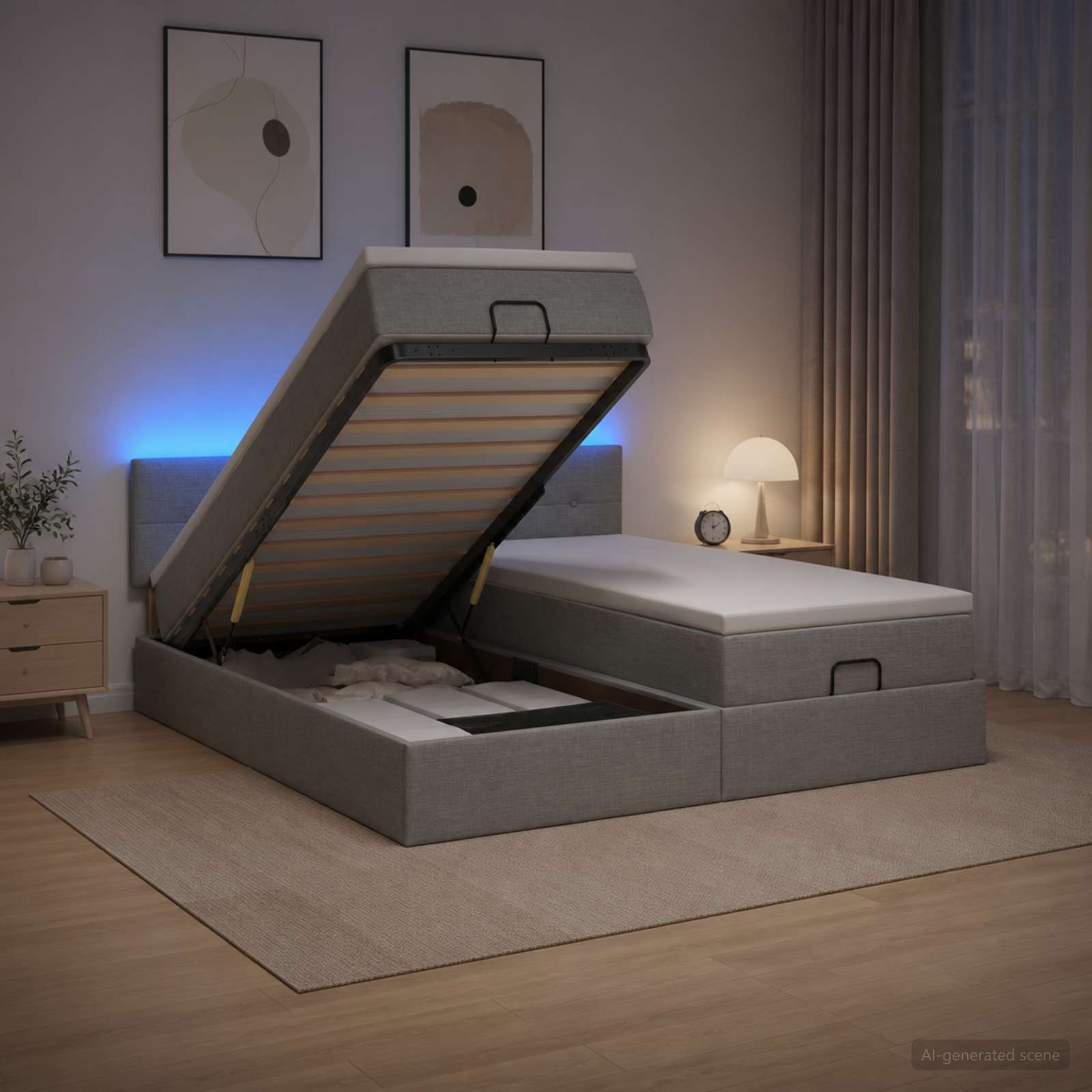 Krevet od pjene s madracem i LED-om Svjetlosiva 200 x 200 cm