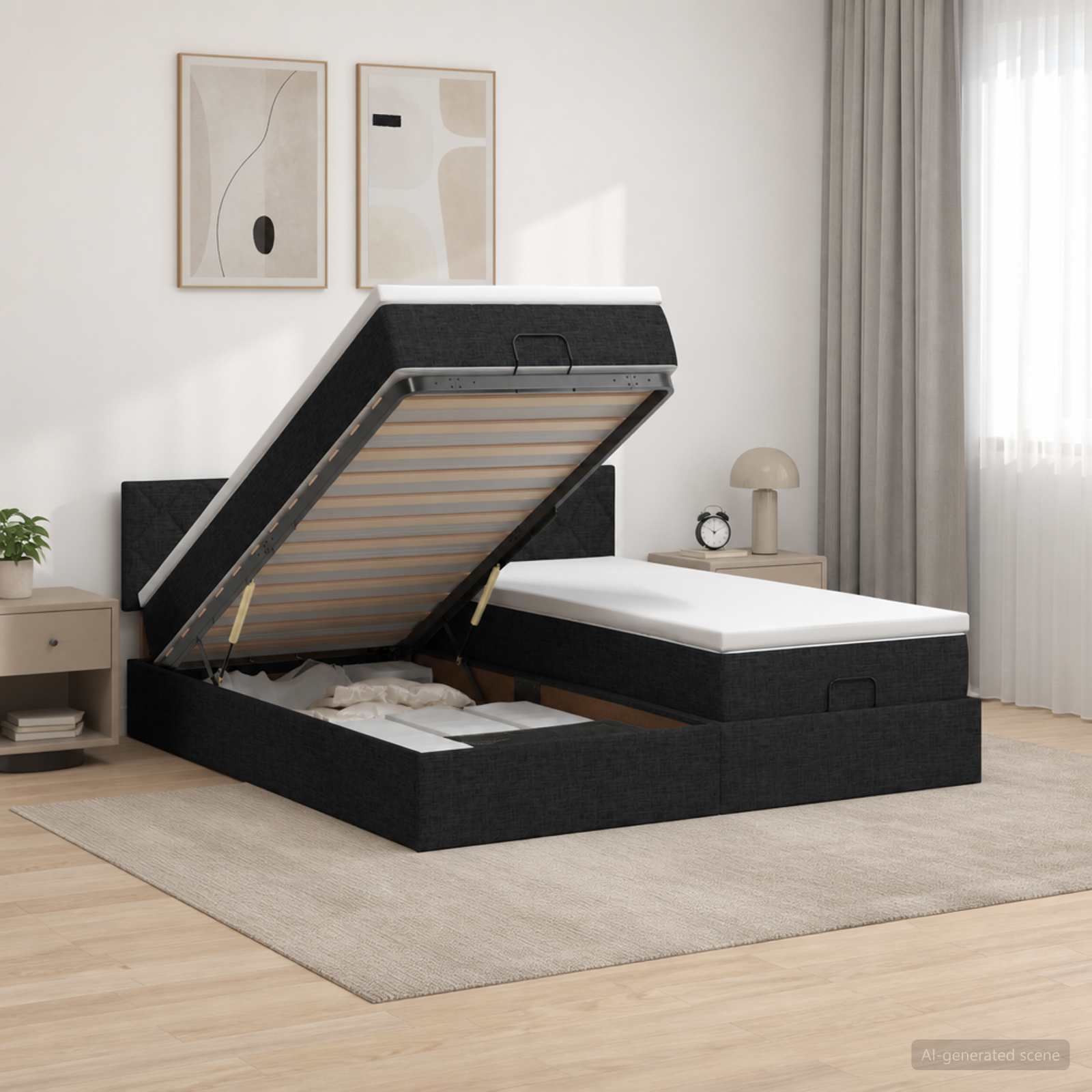 Krevet od pjene s madracem i LED-om Crna 160 x 200 cm Tkanina