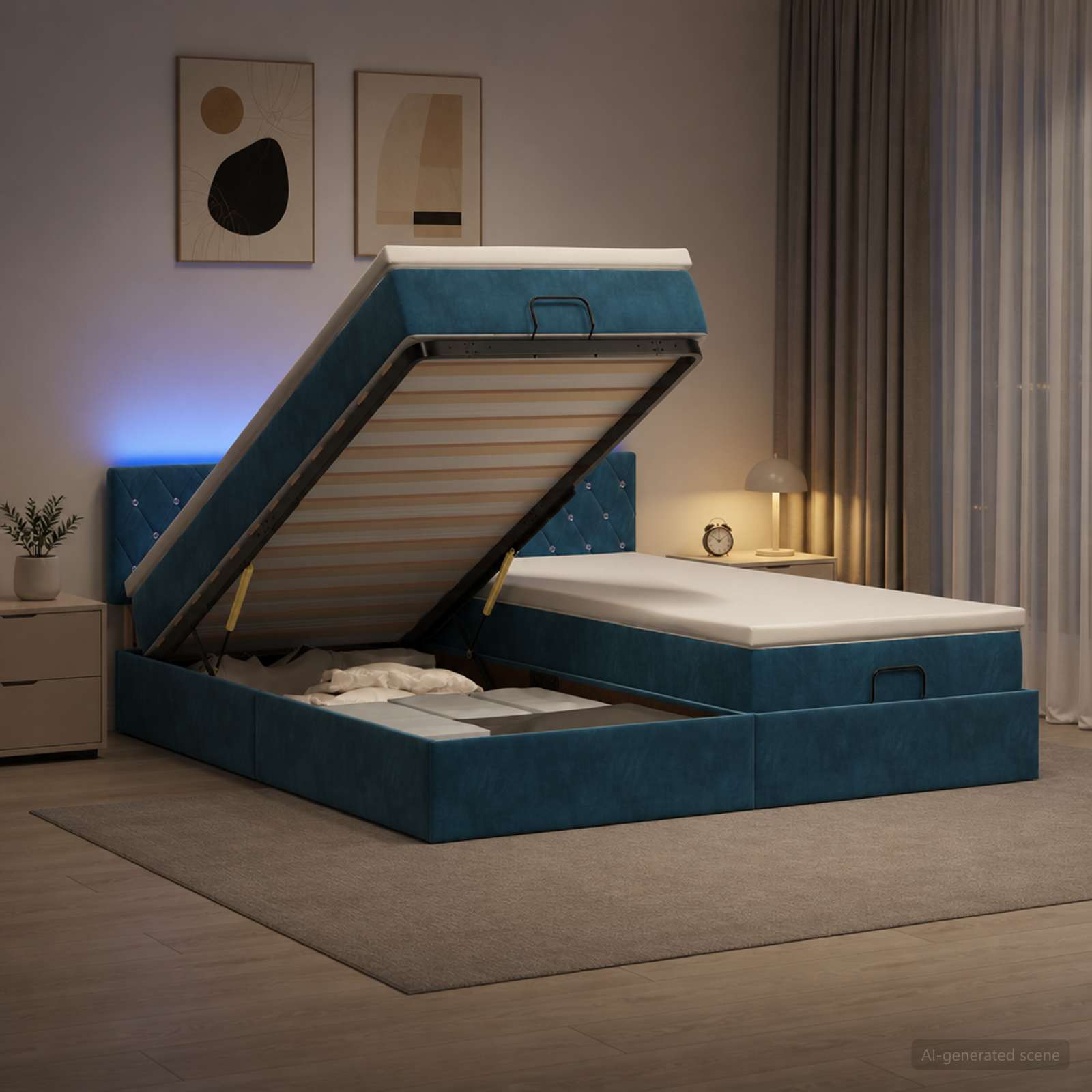 Krevet od pjene s madracem i LED-om Tamno plava 180 x 200 cm