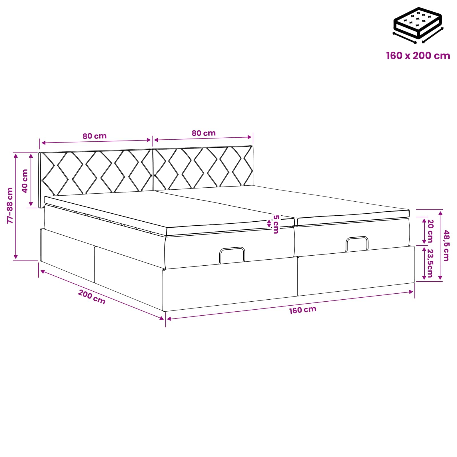 Krevet od pjene s madracem i LED-om Svjetlosiva 160 x 200 cm